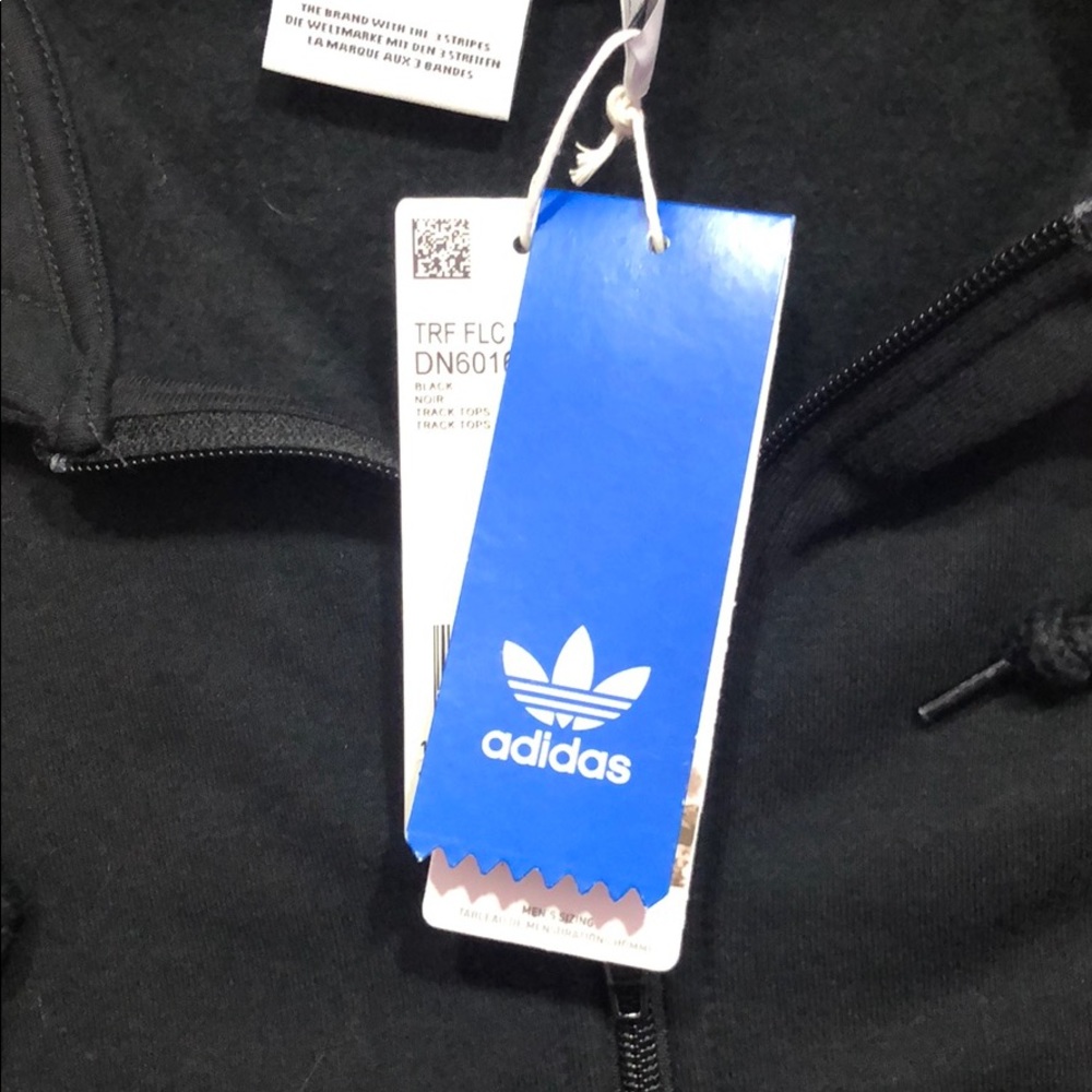 NWT Adidas Trefoil Zip Up Black Fleece Hoodie - Picture 6 of 8